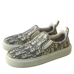 Dior‎ Slip On Solar Sneakers Oblique Jacquard Grey White Size 39 Shoes